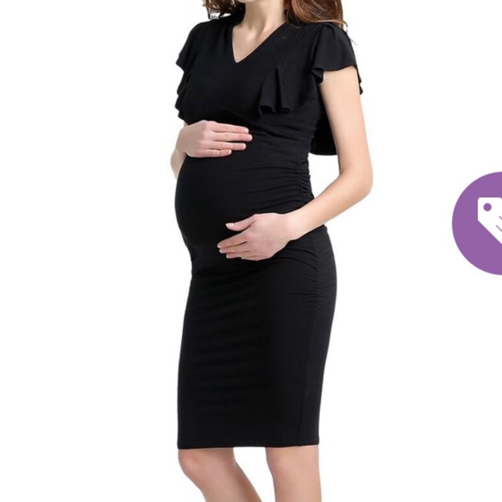 Kimi + Kai Maternity Flutter Sleeve Dress